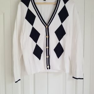 Classic Argyle Navy and White Cardigan